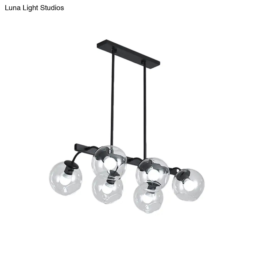 DecorBites™ 6/8-Light Modern Pendant with Black Orb Shade for Kitchen and Dining Room