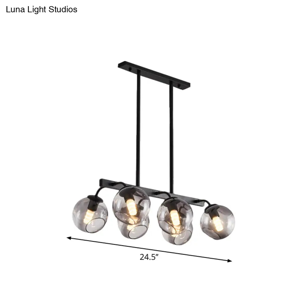 DecorBites™ 6/8-Light Modern Pendant with Black Orb Shade for Kitchen and Dining Room