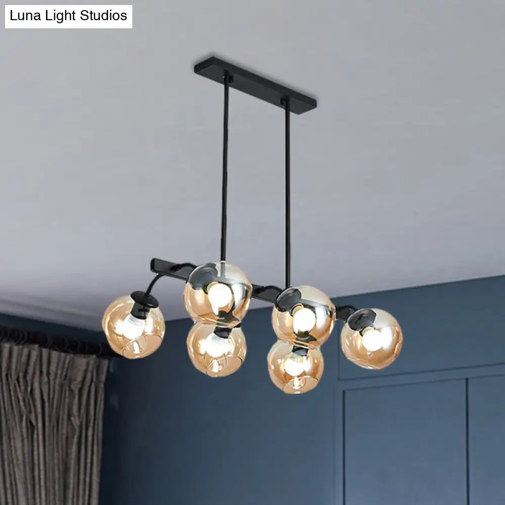 DecorBites™ 6/8-Light Modern Pendant with Black Orb Shade for Kitchen and Dining Room