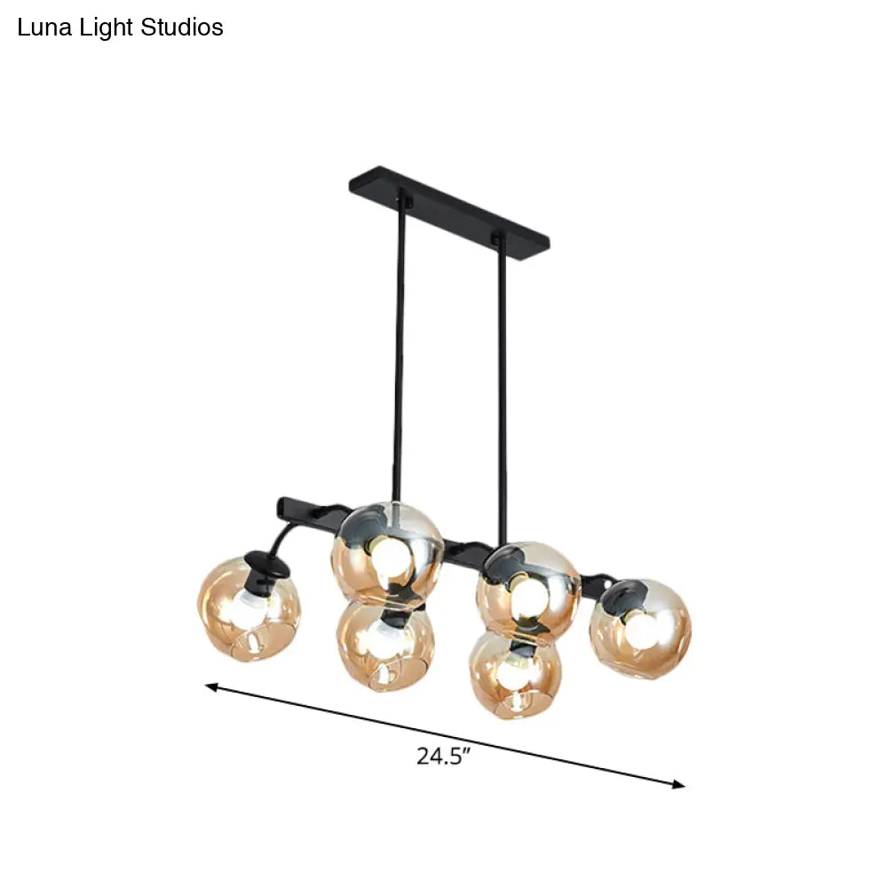 DecorBites™ 6/8-Light Modern Pendant with Black Orb Shade for Kitchen and Dining Room