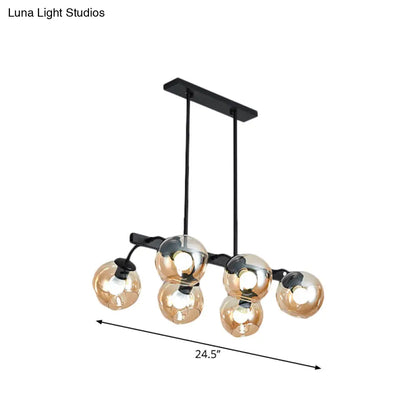 DecorBites™ 6/8-Light Modern Pendant with Black Orb Shade for Kitchen and Dining Room