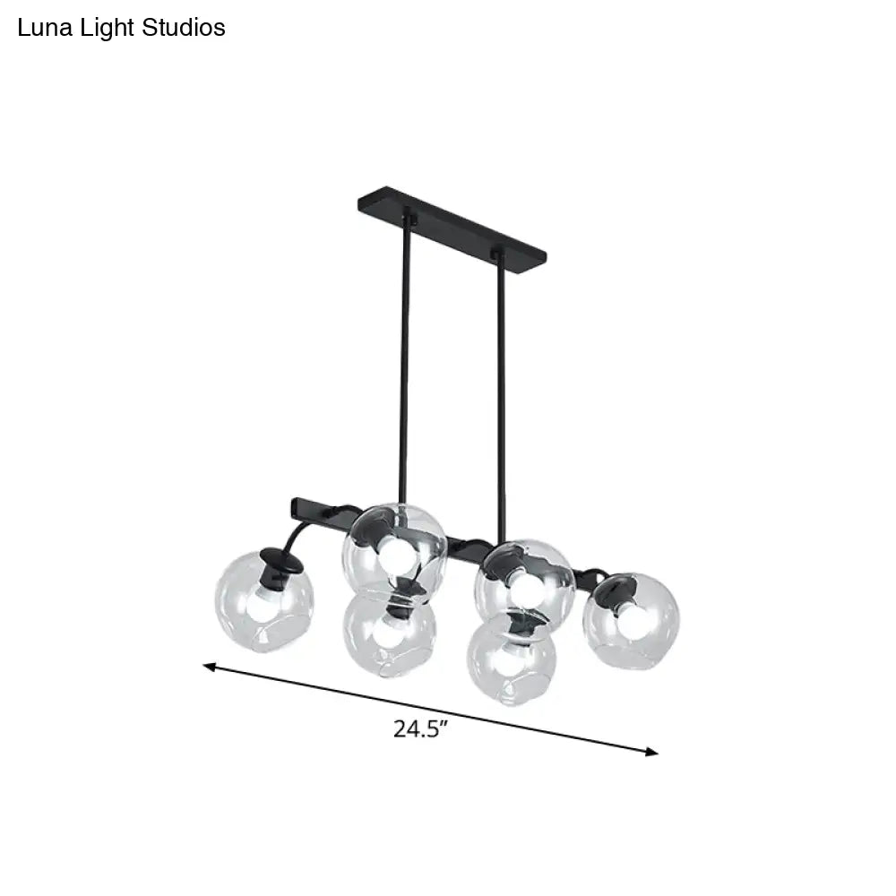 DecorBites™ 6/8-Light Modern Pendant with Black Orb Shade for Kitchen and Dining Room