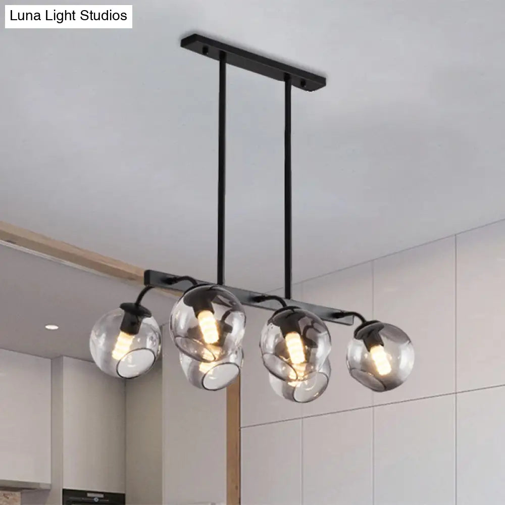 DecorBites™ 6/8-Light Modern Pendant with Black Orb Shade for Kitchen and Dining Room