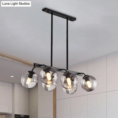DecorBites™ 6/8-Light Modern Pendant with Black Orb Shade for Kitchen and Dining Room