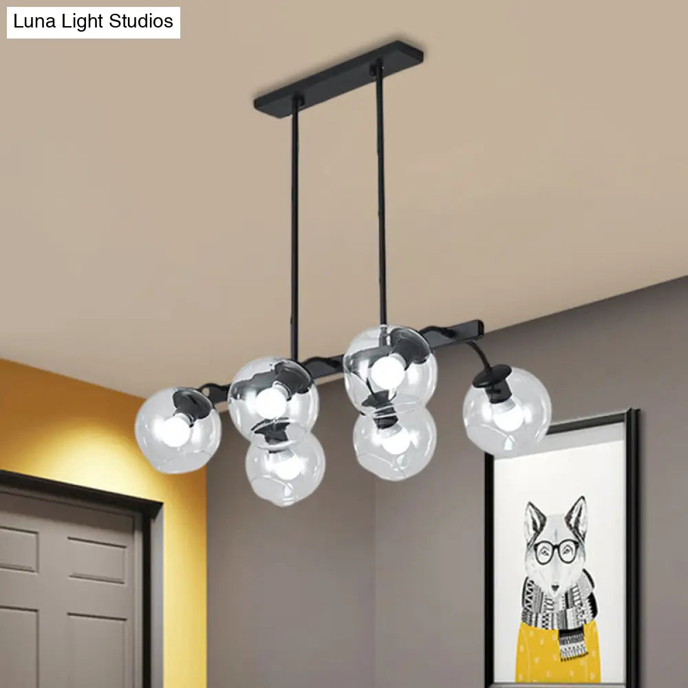 DecorBites™ 6/8-Light Modern Pendant with Black Orb Shade for Kitchen and Dining Room