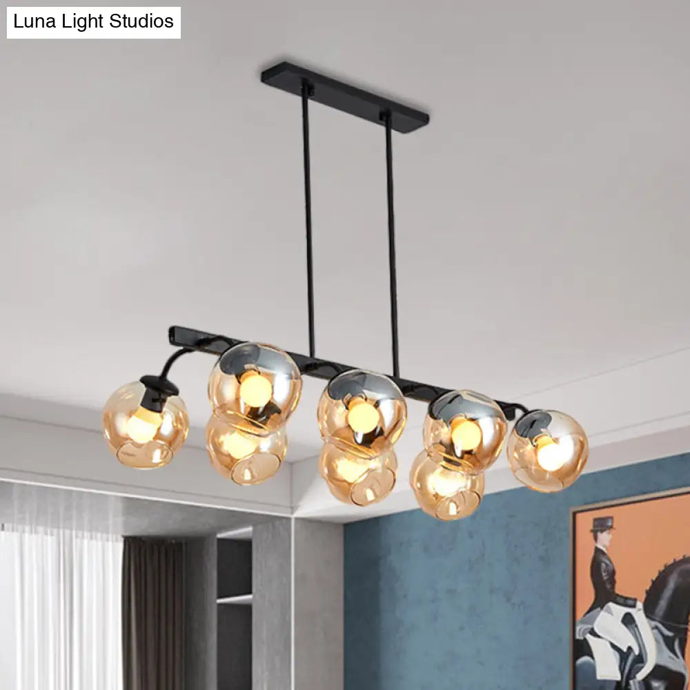 DecorBites™ 6/8-Light Modern Pendant with Black Orb Shade for Kitchen and Dining Room