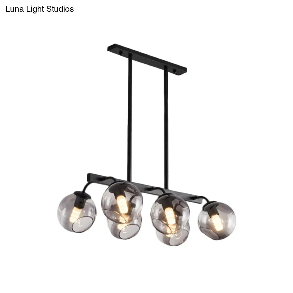 DecorBites™ 6/8-Light Modern Pendant with Black Orb Shade for Kitchen and Dining Room