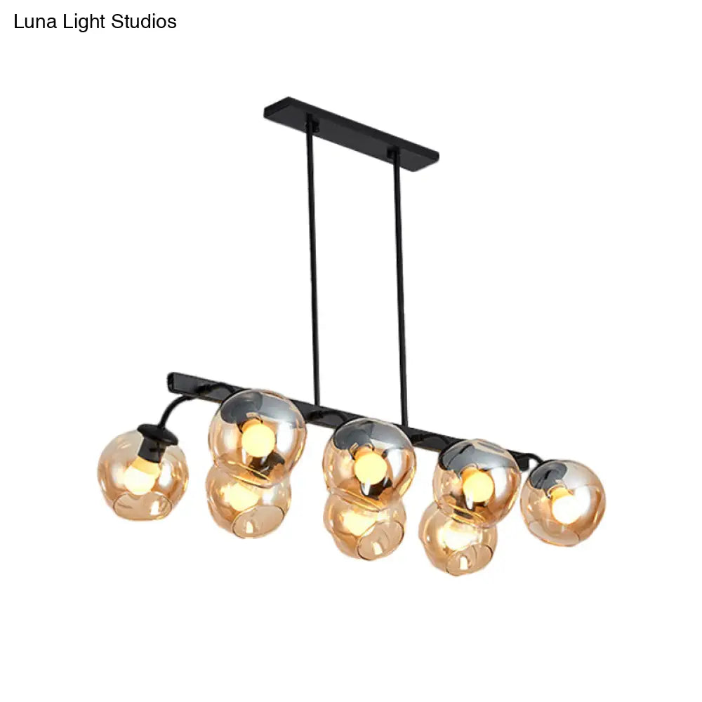 DecorBites™ 6/8-Light Modern Pendant with Black Orb Shade for Kitchen and Dining Room