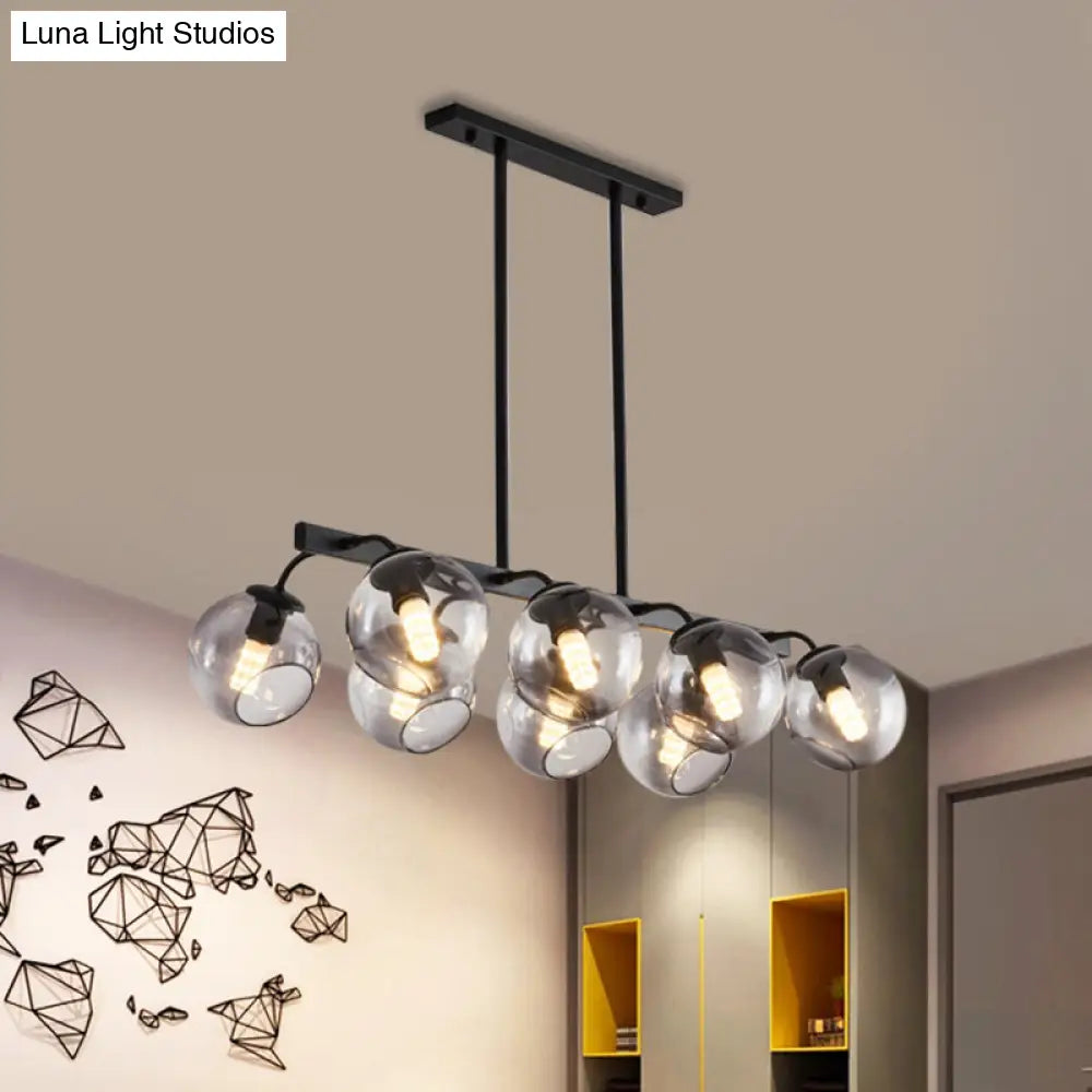 DecorBites™ 6/8-Light Modern Pendant with Black Orb Shade for Kitchen and Dining Room