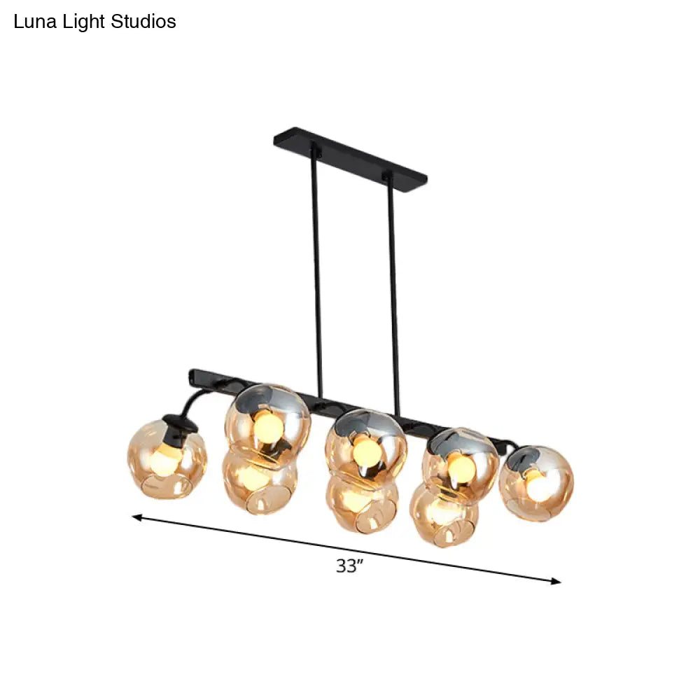 DecorBites™ 6/8-Light Modern Pendant with Black Orb Shade for Kitchen and Dining Room