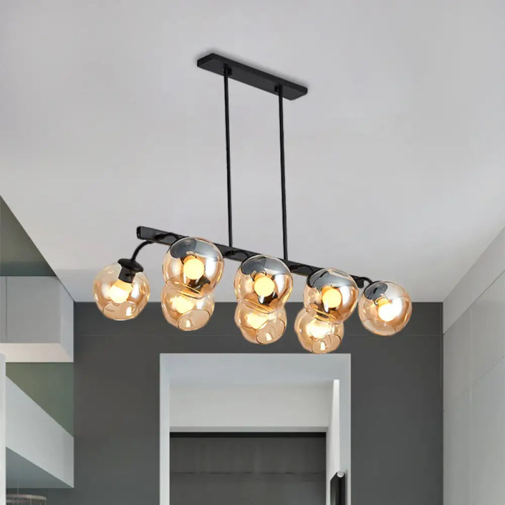 DecorBites™ 6/8-Light Modern Pendant with Black Orb Shade for Kitchen and Dining Room