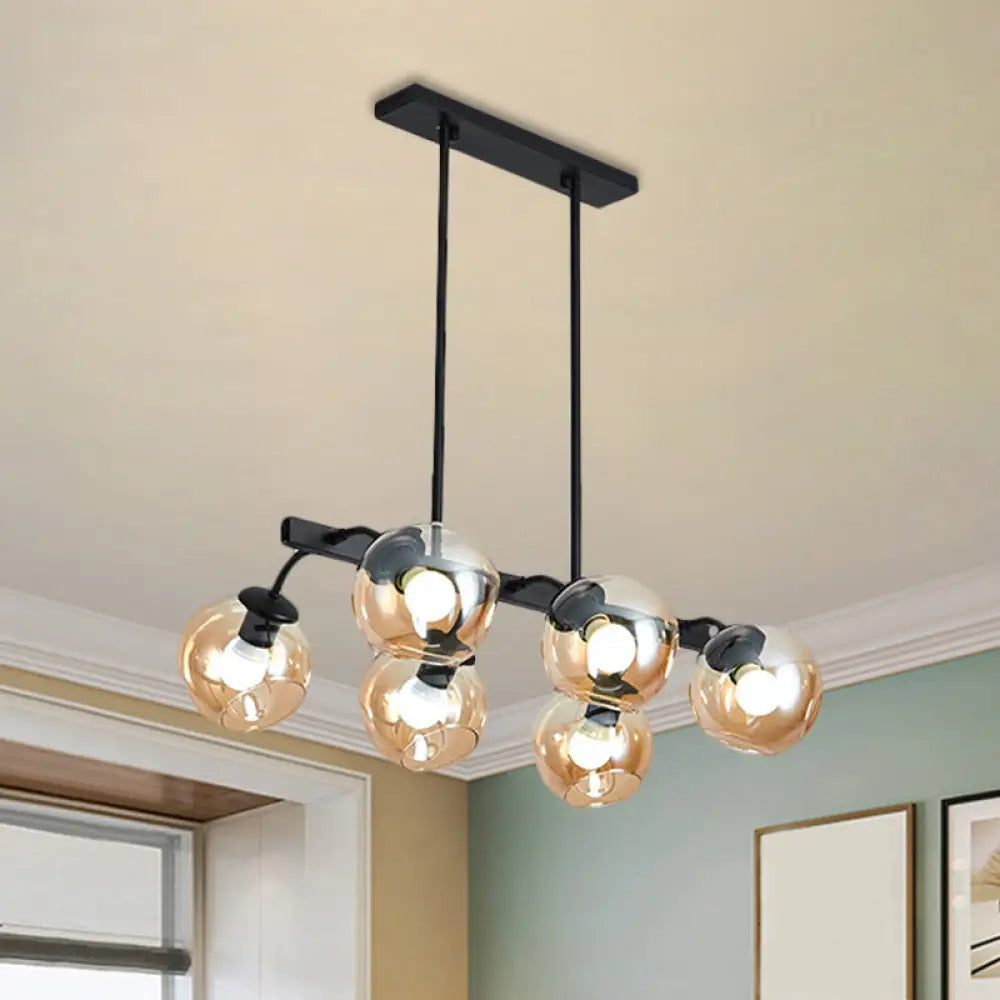 DecorBites™ 6/8-Light Modern Pendant with Black Orb Shade for Kitchen and Dining Room