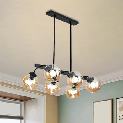 DecorBites™ 6/8-Light Modern Pendant with Black Orb Shade for Kitchen and Dining Room