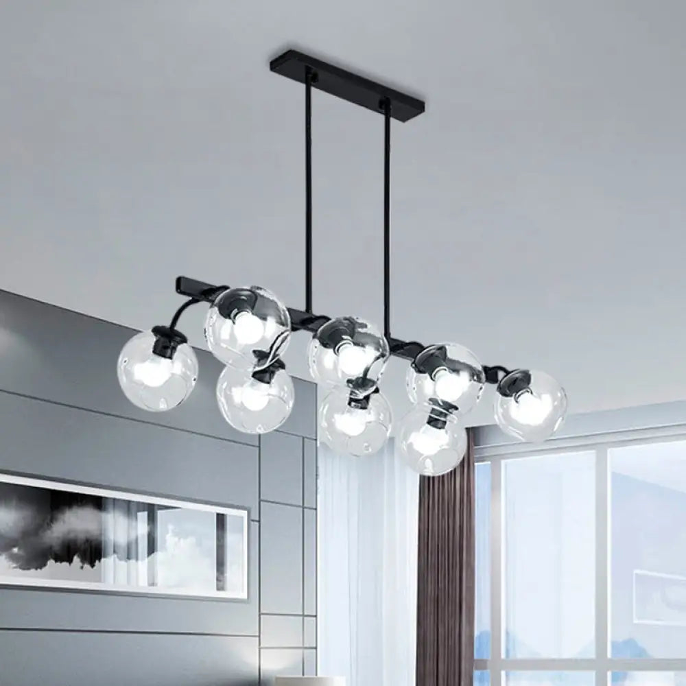 DecorBites™ 6/8-Light Modern Pendant with Black Orb Shade for Kitchen and Dining Room