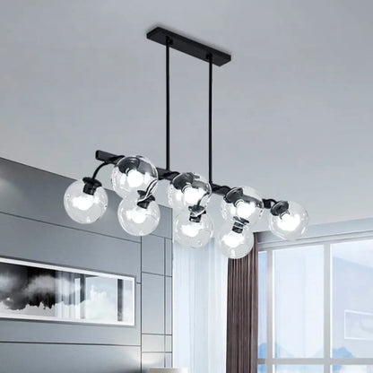 DecorBites™ 6/8-Light Modern Pendant with Black Orb Shade for Kitchen and Dining Room