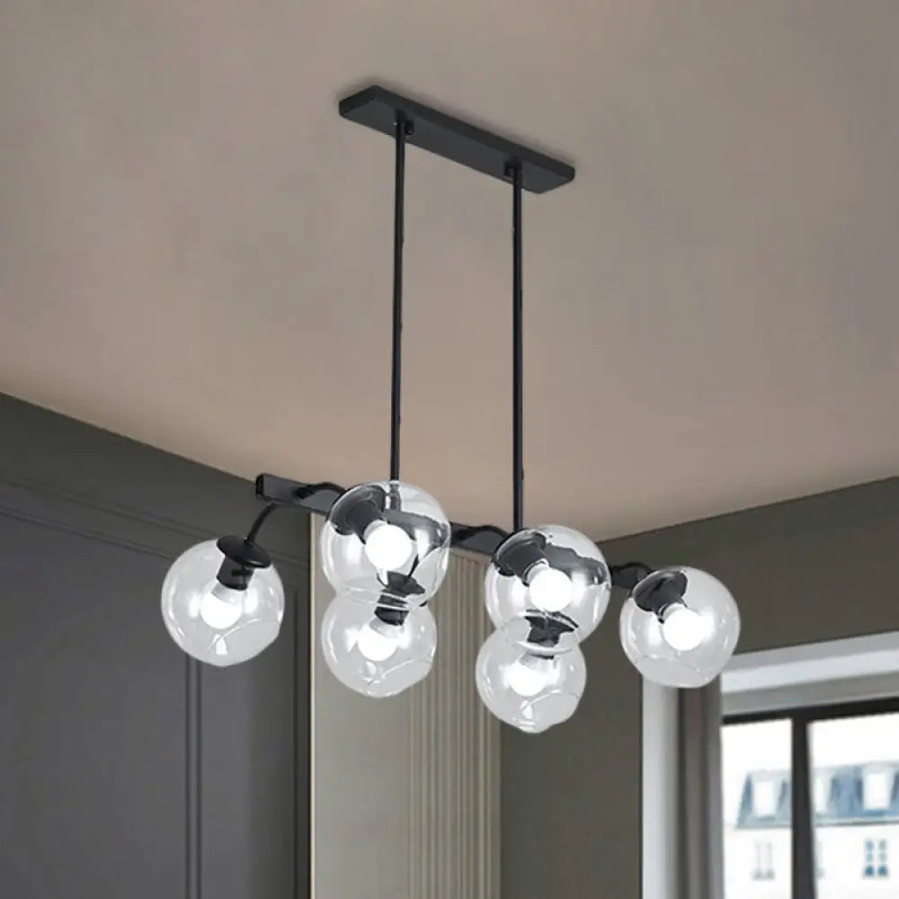 DecorBites™ 6/8-Light Modern Pendant with Black Orb Shade for Kitchen and Dining Room