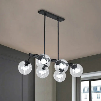 DecorBites™ 6/8-Light Modern Pendant with Black Orb Shade for Kitchen and Dining Room
