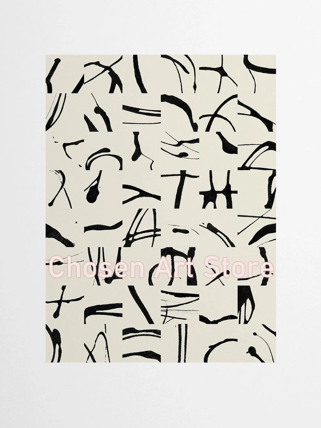 6 Black & Beige Abstract Canvas Poster Prints - 60X80cm Unframed / 1 - Posters