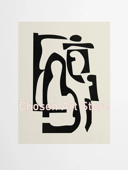 6 Black & Beige Abstract Canvas Poster Prints - 70X100cm Unframed / 4 - Posters