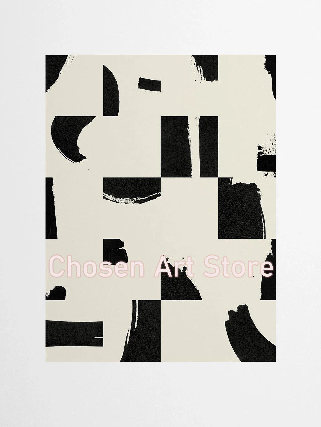 6 Black & Beige Abstract Canvas Poster Prints - 70X100cm Unframed / 6 - Posters