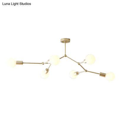 DecorBites™ 6-Light Branch Glass Shade Chandelier for Living Room - Modern Hanging Ceiling Light