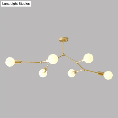 DecorBites™ 6-Light Branch Glass Shade Chandelier for Living Room - Modern Hanging Ceiling Light