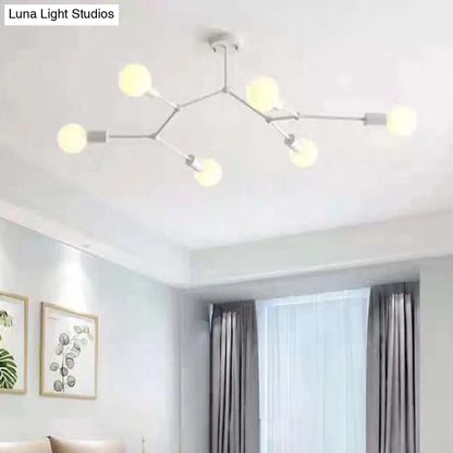 DecorBites™ 6-Light Branch Glass Shade Chandelier for Living Room - Modern Hanging Ceiling Light