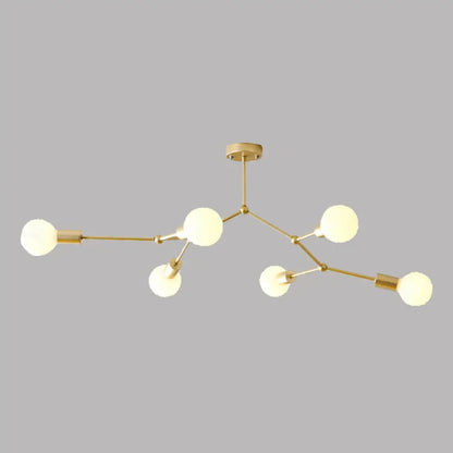 DecorBites™ 6-Light Branch Glass Shade Chandelier for Living Room - Modern Hanging Ceiling Light
