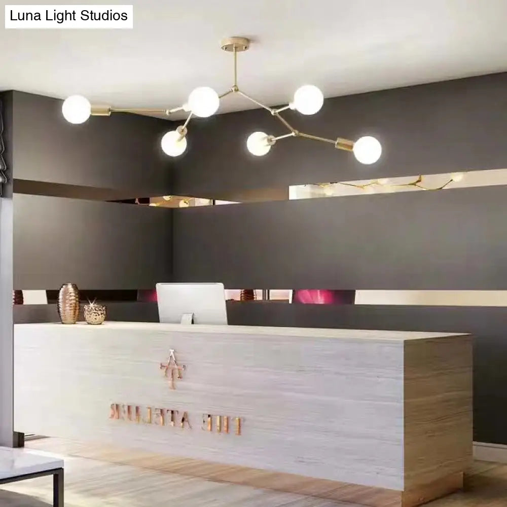 ثريا ديكوربايتس™ المعلقة بستة مصابيح على شكل فرع، مصنوعة من الزجاج بتصميم عصري، مناسبة لغرفة المعيشة