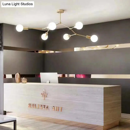 ثريا ديكوربايتس™ المعلقة بستة مصابيح على شكل فرع، مصنوعة من الزجاج بتصميم عصري، مناسبة لغرفة المعيشة