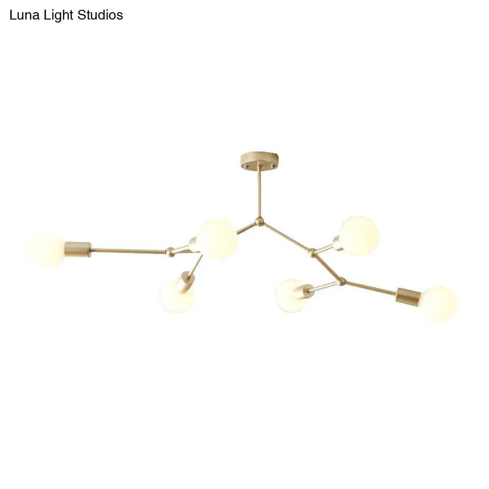 ثريا ديكوربايتس™ المعلقة بستة مصابيح على شكل فرع، مصنوعة من الزجاج بتصميم عصري، مناسبة لغرفة المعيشة