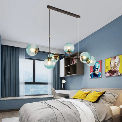 ديكوربايتس™ مصباح صناعي بستة مصابيح مع ظلال زجاجية متدرجة من العنبر/الأبيض اللبني/الأزرق وحبل قابل للتعديل