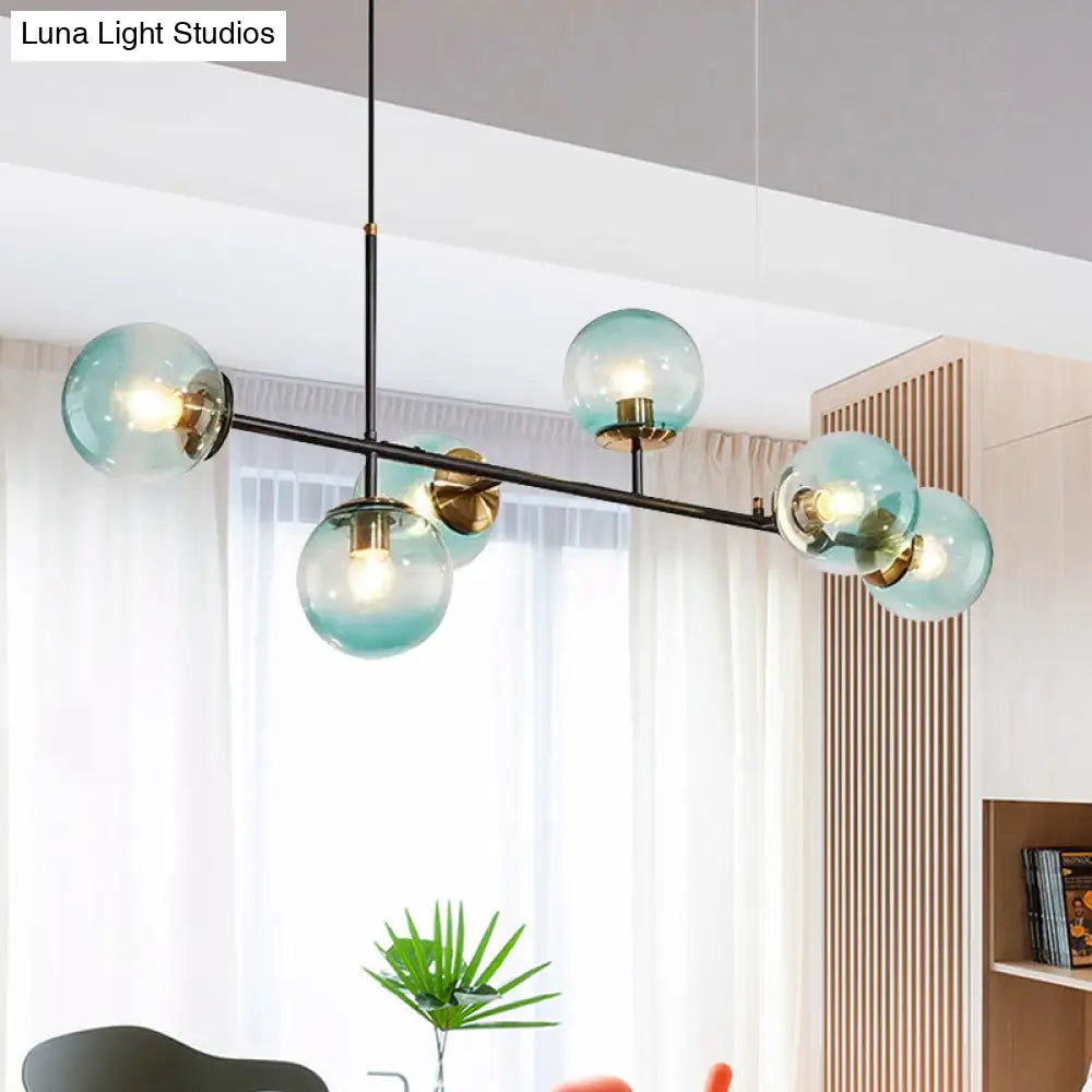ديكوربايتس™ مصباح صناعي بستة مصابيح مع ظلال زجاجية متدرجة من العنبر/الأبيض اللبني/الأزرق وحبل قابل للتعديل