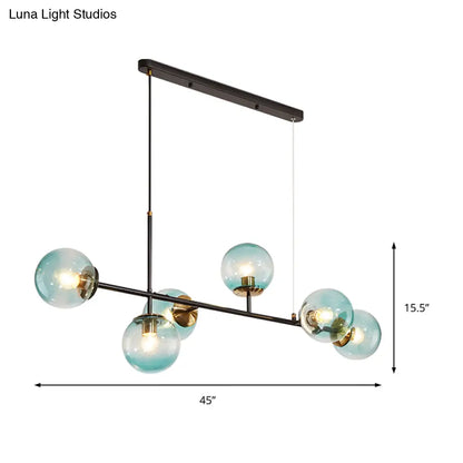 ديكوربايتس™ مصباح صناعي بستة مصابيح مع ظلال زجاجية متدرجة من العنبر/الأبيض اللبني/الأزرق وحبل قابل للتعديل