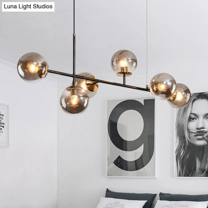 ديكوربايتس™ مصباح صناعي بستة مصابيح مع ظلال زجاجية متدرجة من العنبر/الأبيض اللبني/الأزرق وحبل قابل للتعديل