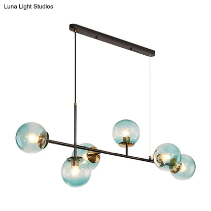 ديكوربايتس™ مصباح صناعي بستة مصابيح مع ظلال زجاجية متدرجة من العنبر/الأبيض اللبني/الأزرق وحبل قابل للتعديل