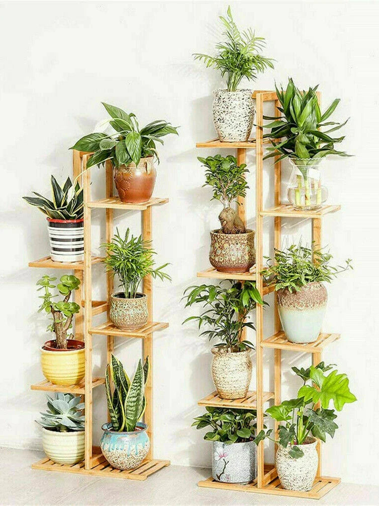 6-Tier Bamboo Plant Stand for Indoor/Outdoor Display - Gold / 5 Tier / UNITED KINGDOM