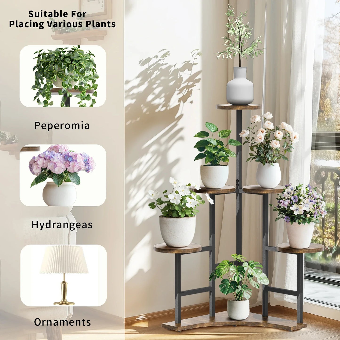 6-tier Corner Plant Stand - Space-saving Display Shelf