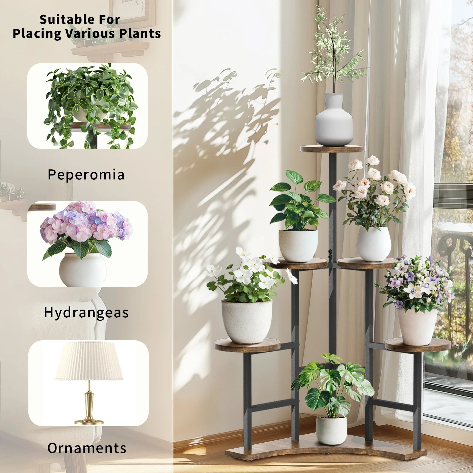 6-tier Corner Plant Stand - Space-saving Display Shelf