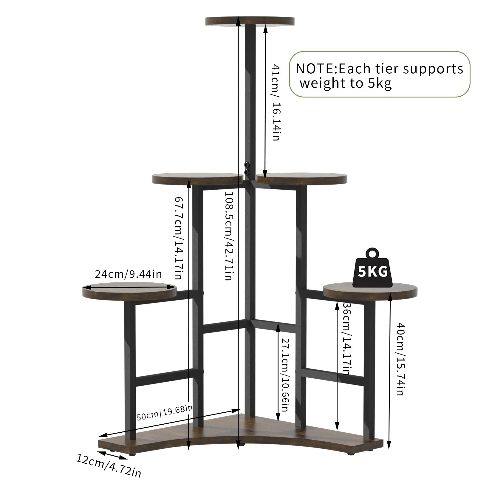6-tier Corner Plant Stand - Space-saving Display Shelf