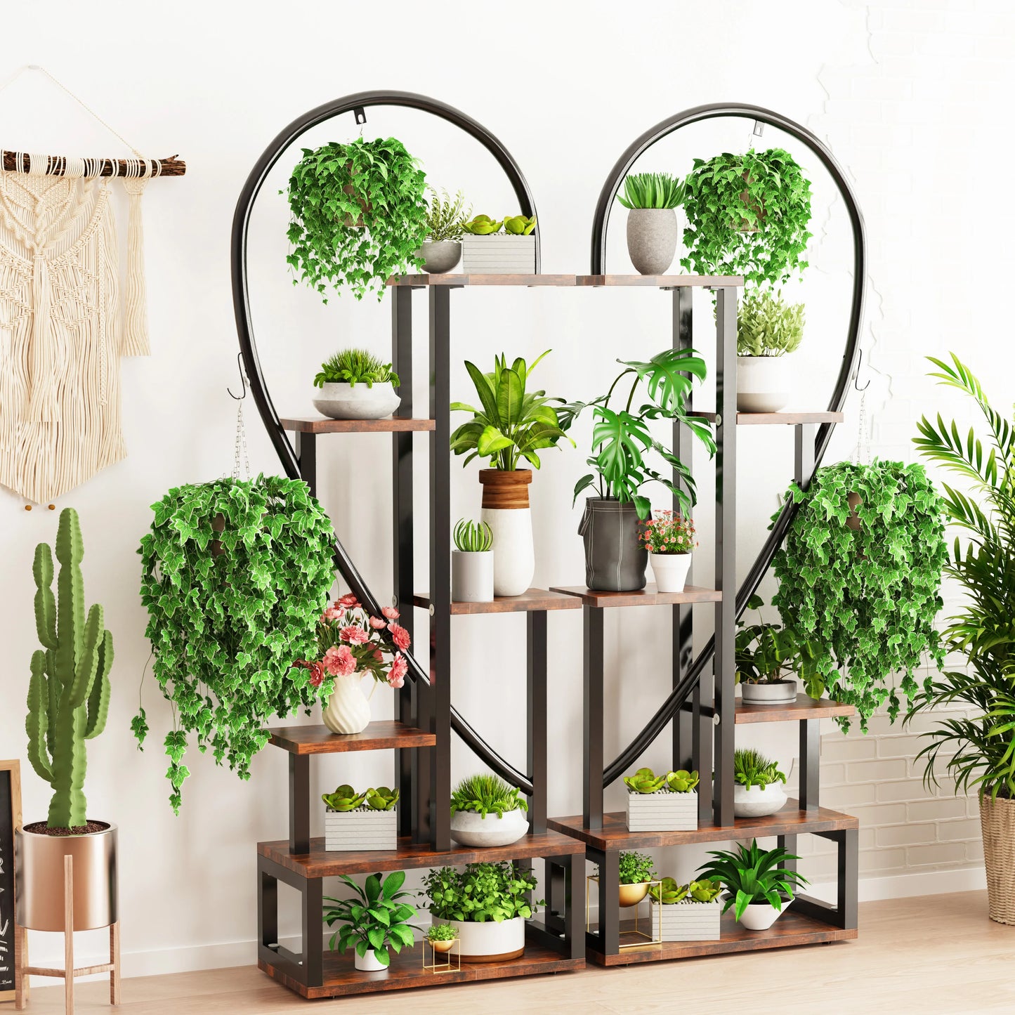 6-Tier Half Heart Metal Plant Stand
