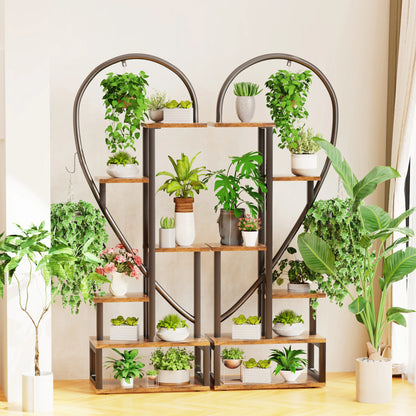 6-Tier Half Heart Metal Plant Stand - BROWN / UNITED KINGDOM