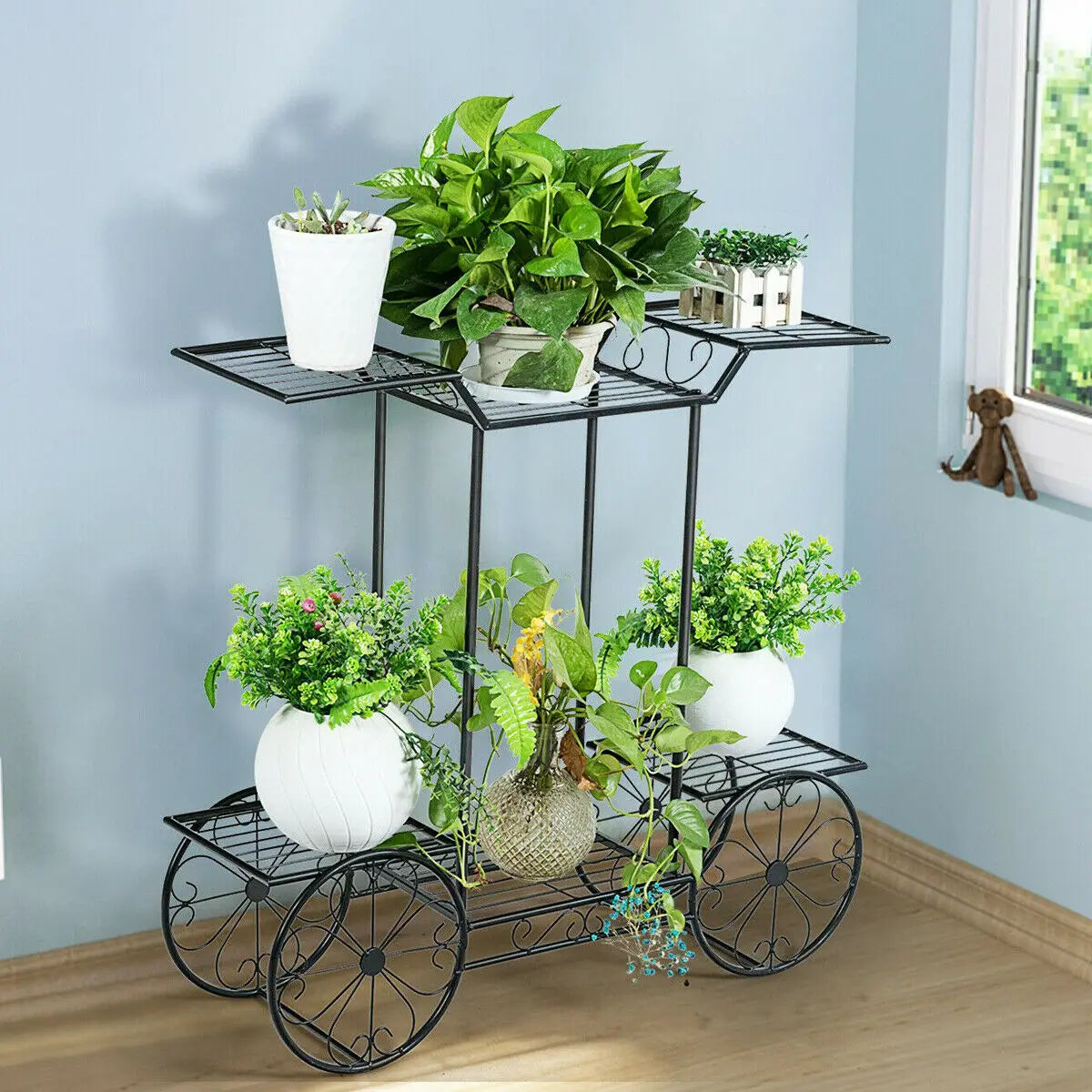 6-Tier Metal Plant Stand for Indoor & Outdoor Plants - black / United States
