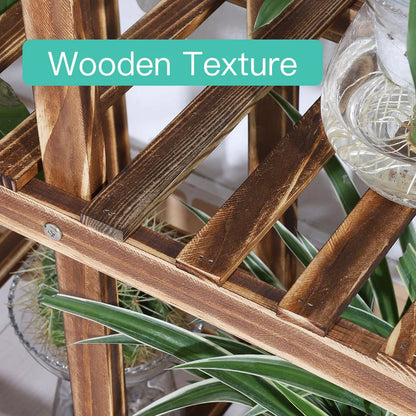 6-Tier Wooden Plant Stand for Indoor/Outdoor