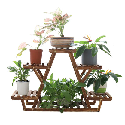 6-Tier Wooden Plant Stand for Indoor/Outdoor