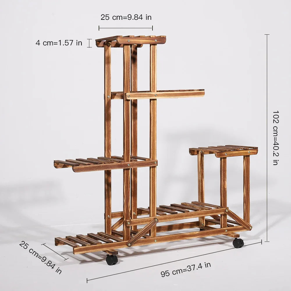 6-Tier Wooden Plant Stand for Indoor/Outdoor