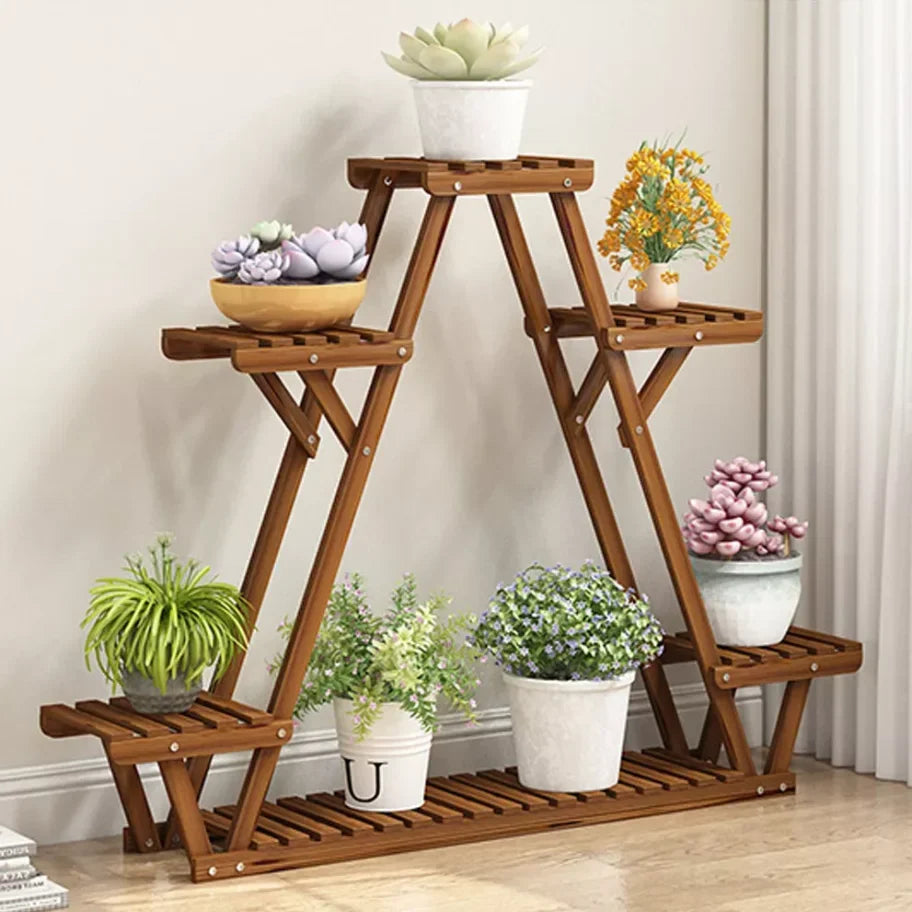 6-Tier Wooden Plant Stand for Indoor/Outdoor