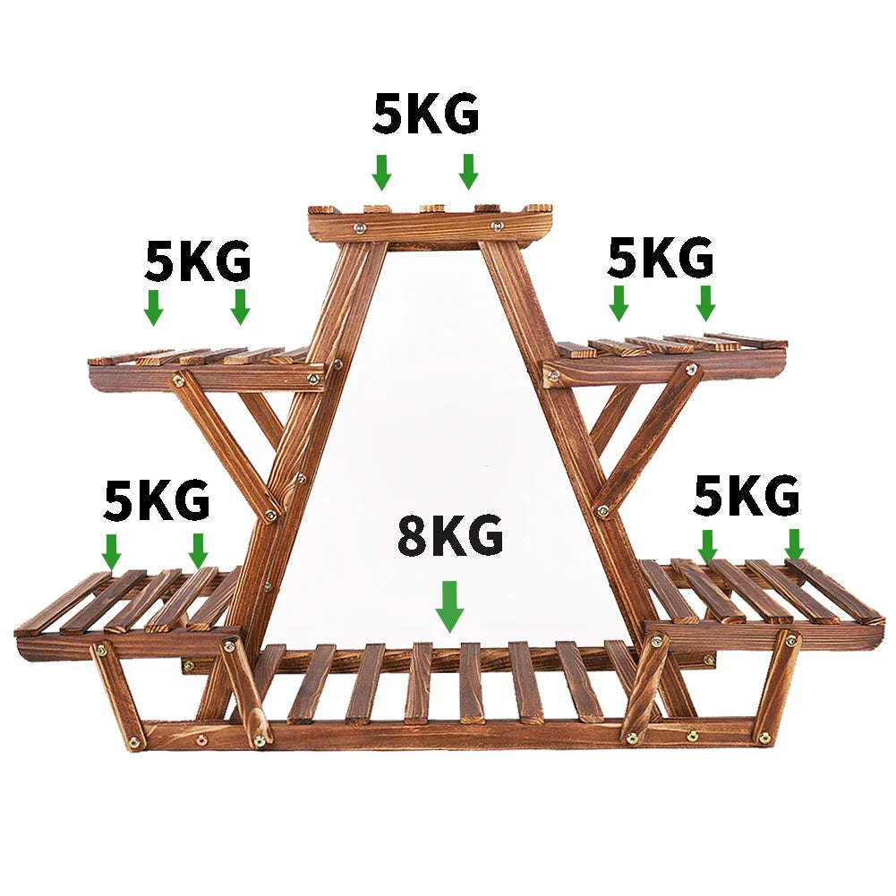 6-Tier Wooden Plant Stand for Indoor/Outdoor