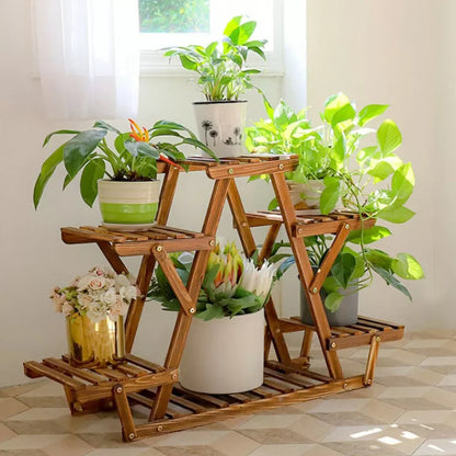 6-Tier Wooden Plant Stand for Indoor/Outdoor