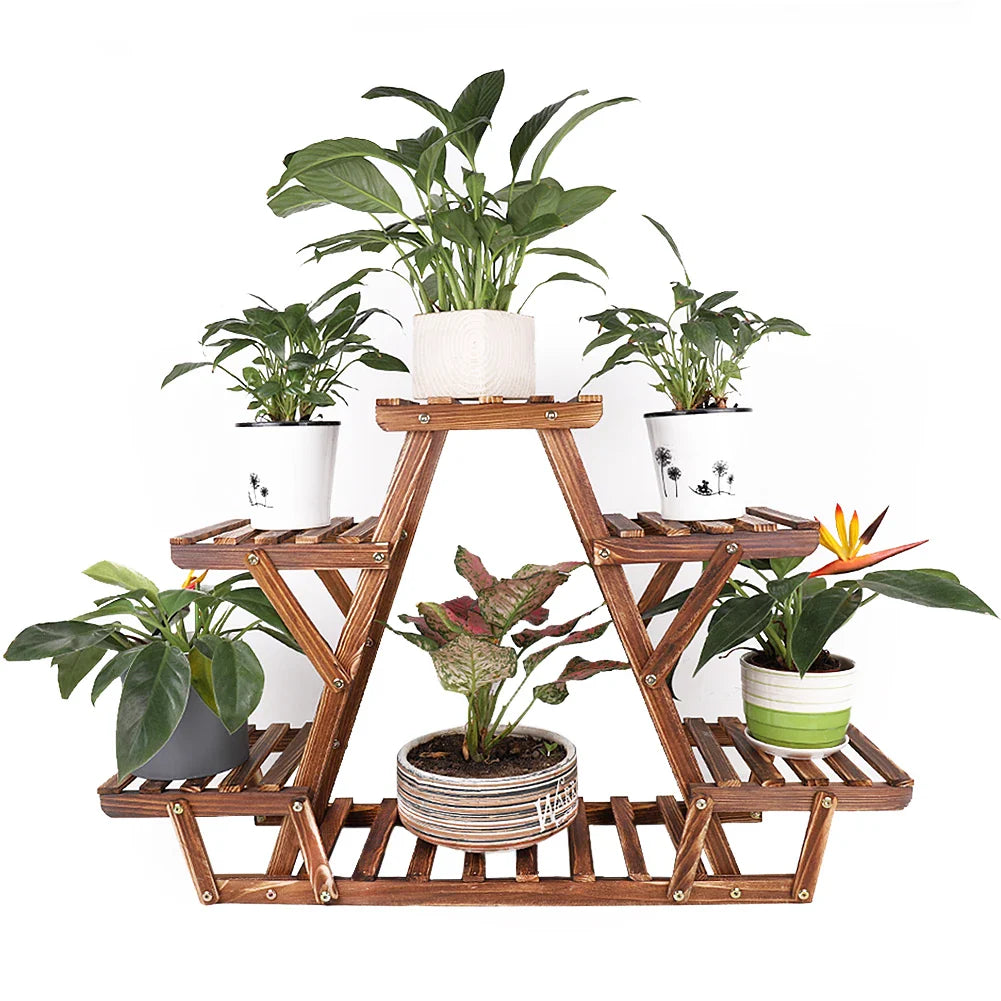 6-Tier Wooden Plant Stand for Indoor/Outdoor